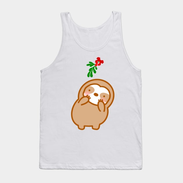 Cute Christmas Mistletoe Sloth Tank Top by theslothinme